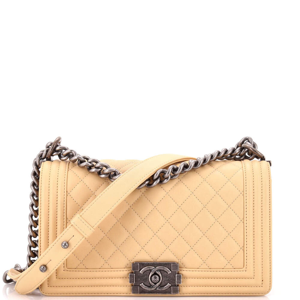 Chanel Old Medium Boy Flap Bag Quilted Lambskin